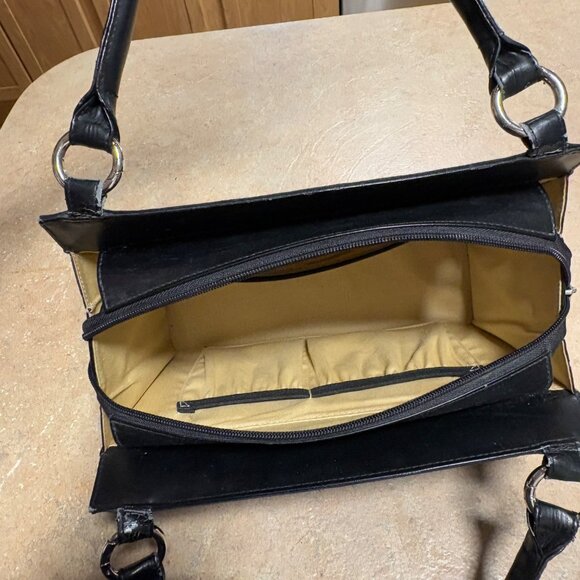 Vintage Miche Classic Base Bag Black Nylon & Leather Dual Handle Purse Zip Close - Picture 7 of 16